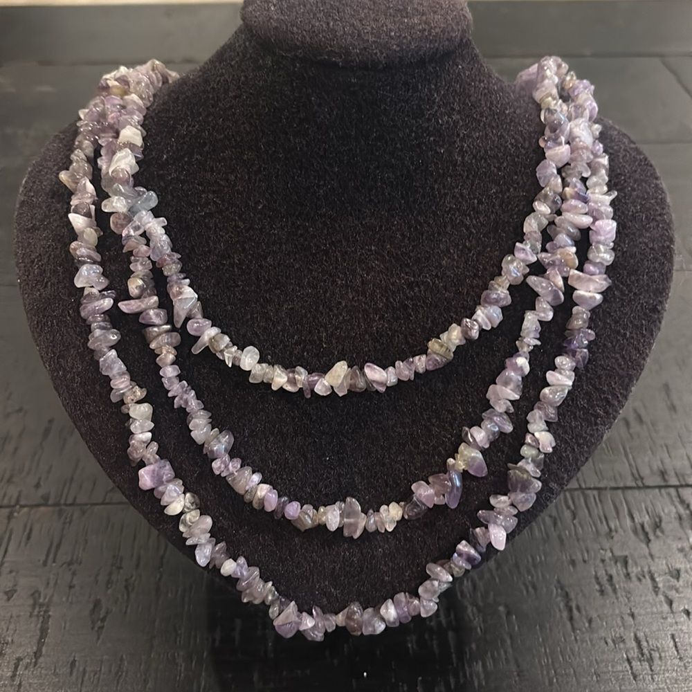 Vintage Native America Indian Jewelry Amethyst Chip Navajo Necklace Southwestern